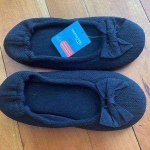 HomeTop Women's Comfy Memory Foam Black Ballerina Slippers Sz XL / 11-12